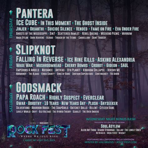 participation lineup for 2023 rock fest